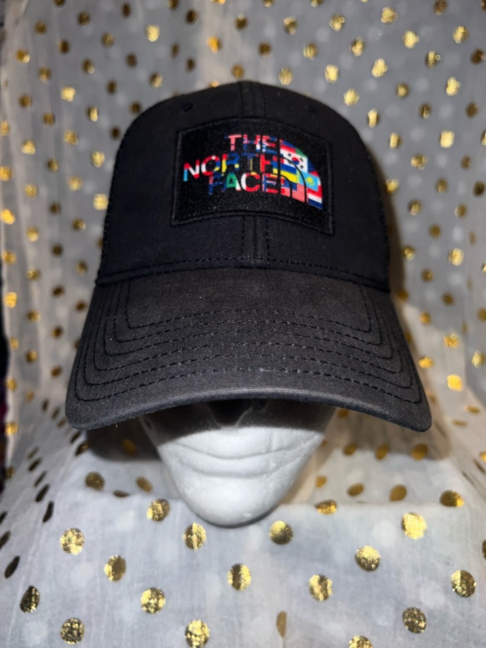The North Face Black Cap with Multicolor Logo Patch